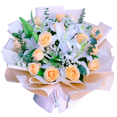 长沙16朵香槟玫瑰2支百合，爱的温暖和幸福
