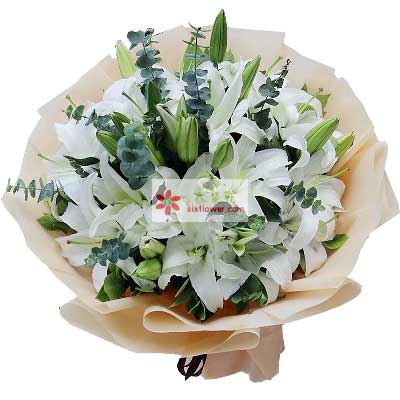 长沙9支白色多头百合，祝福你幸福